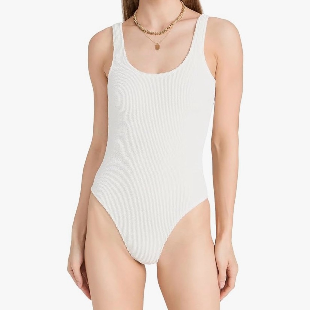 Good American always fits swimsuit ribbed white - only worn once